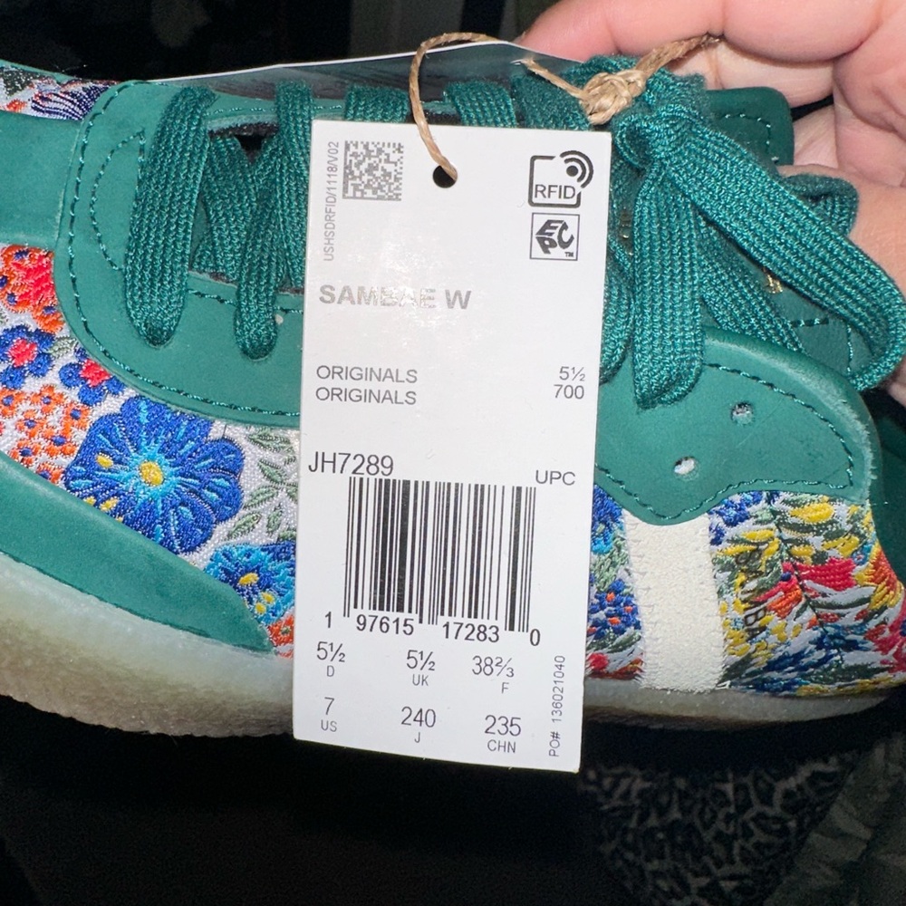 adidas Teal Green Floral-Accent Gazelle Sneakers - Picture 5 of 5